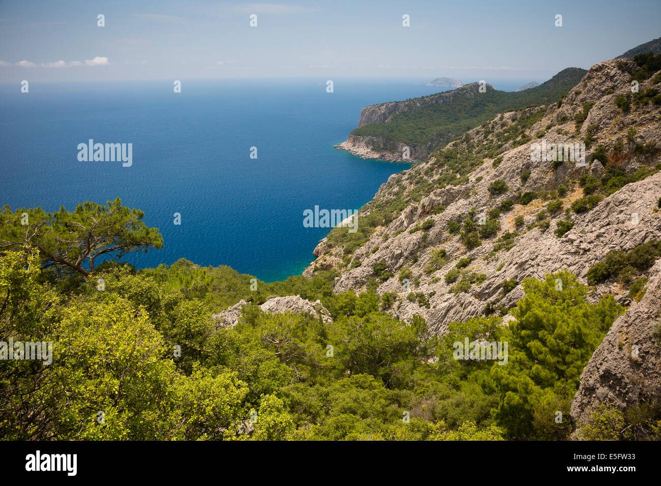 ADRASAN, Turchia Vista della costa turchese da Via Licia. Foto Stock