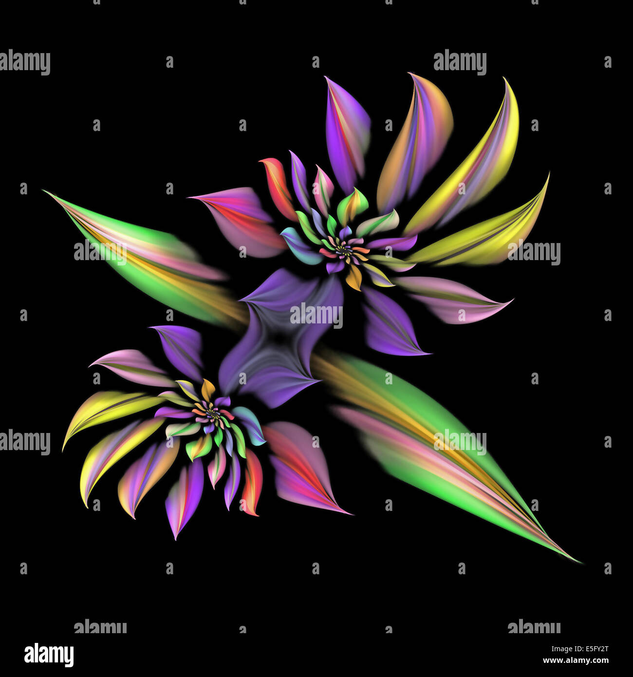 Abstract frattale che assomiglia a un 3d a spirale fiore a stella Foto Stock