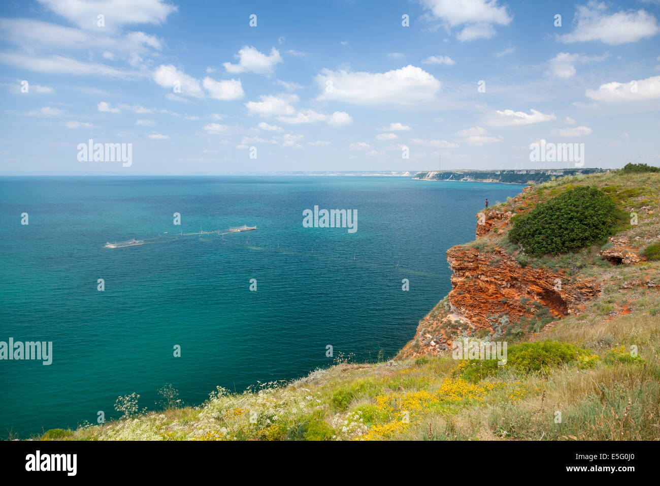 La Bulgaria, la costa del Mar Nero. Paesaggio panoramico di Kaliakra headland Foto Stock