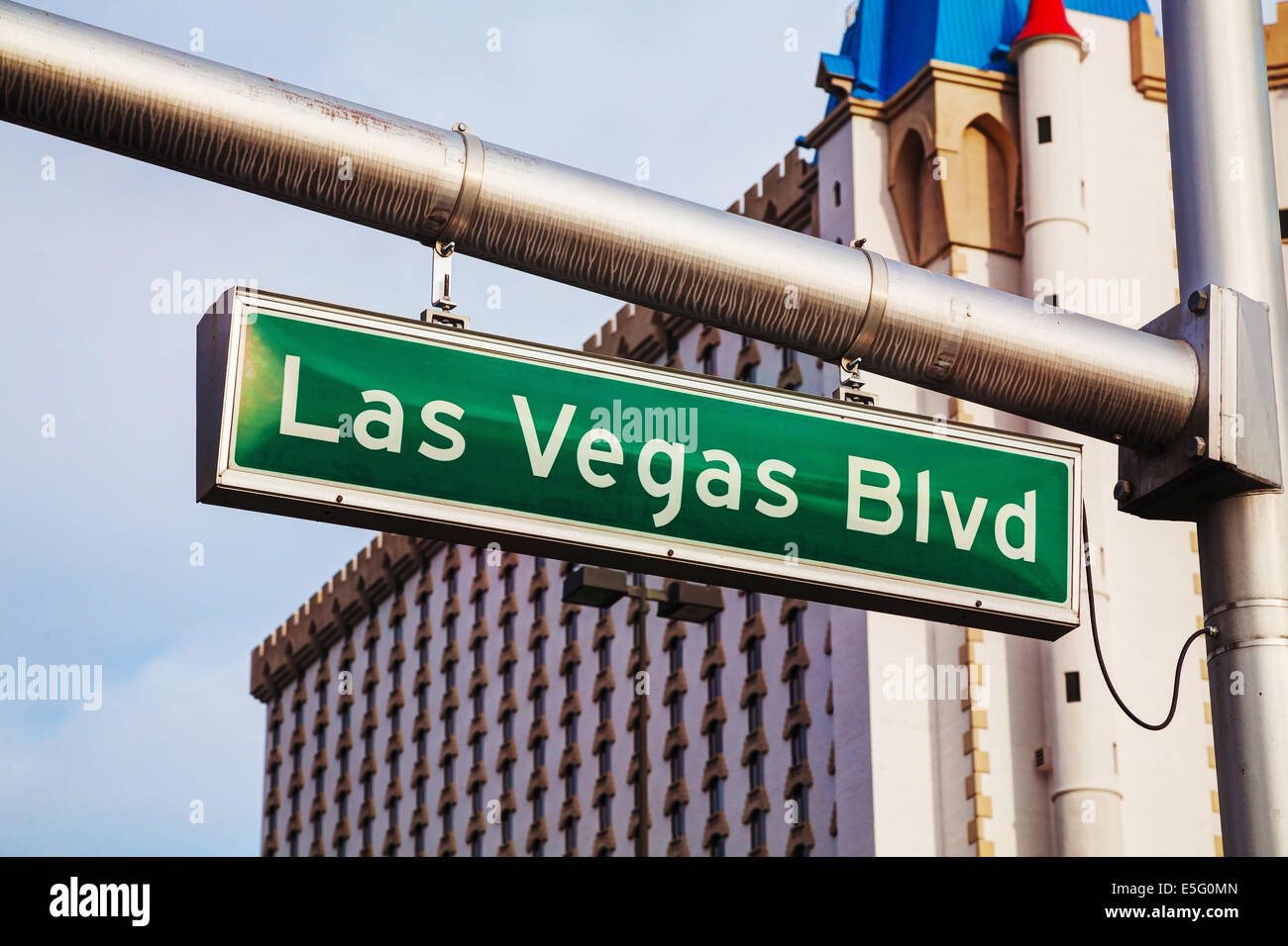 Las Vegas Boulevard firmare al mattino Foto Stock