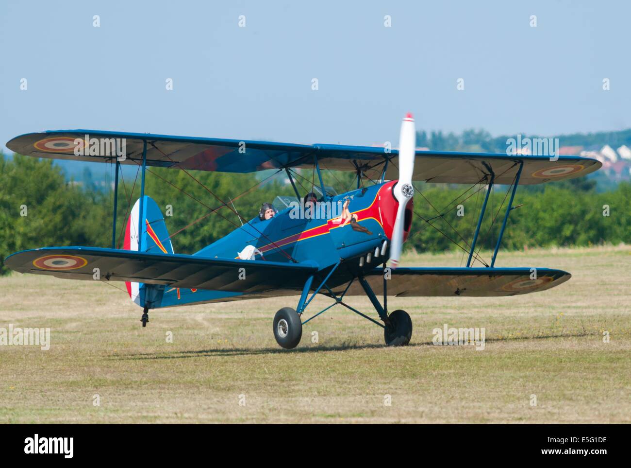Francese antico trainer biplano Stampe SV-4c, Francia Foto Stock