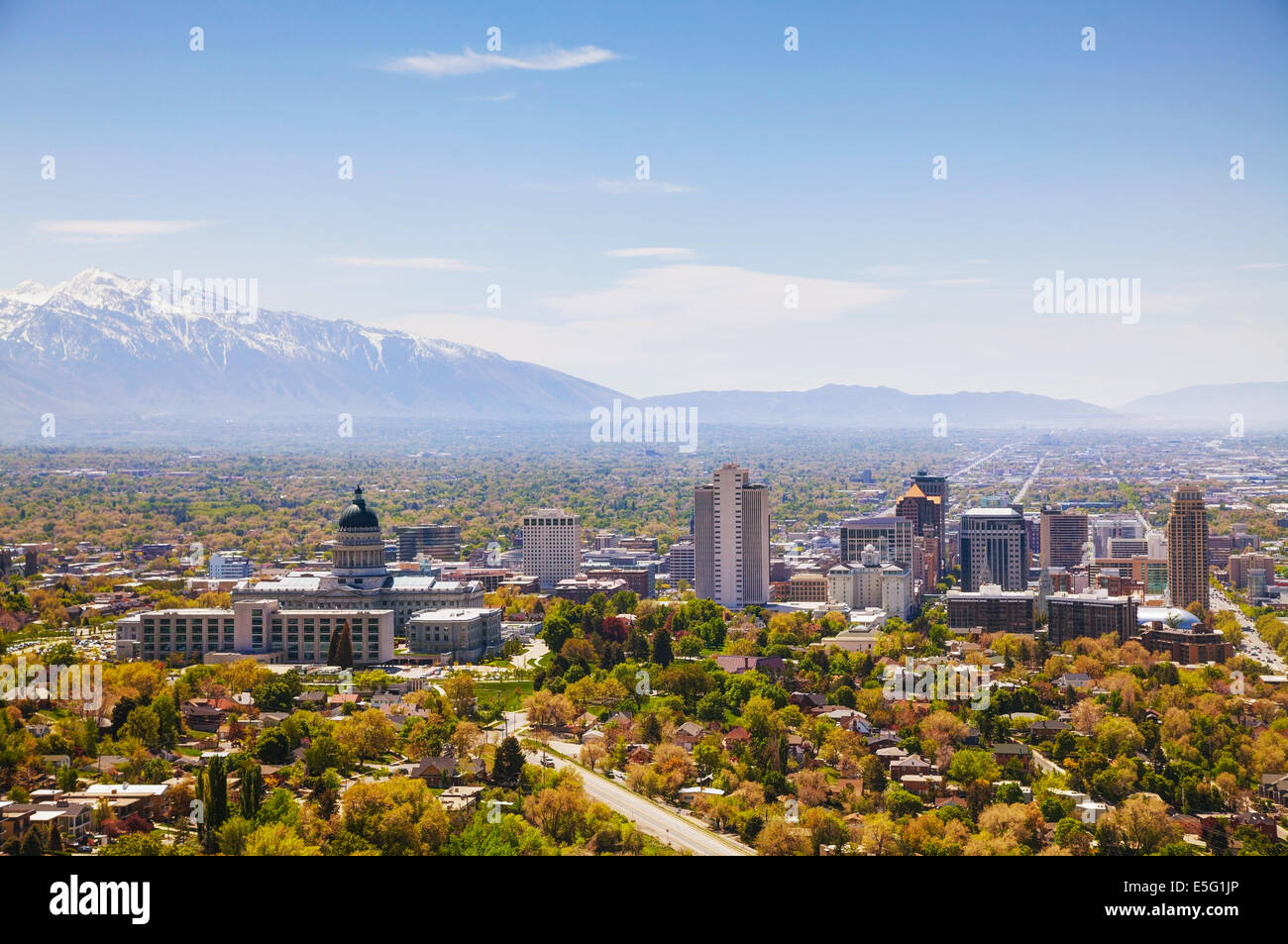 Salt Lake City panoramica in una giornata di sole Foto Stock