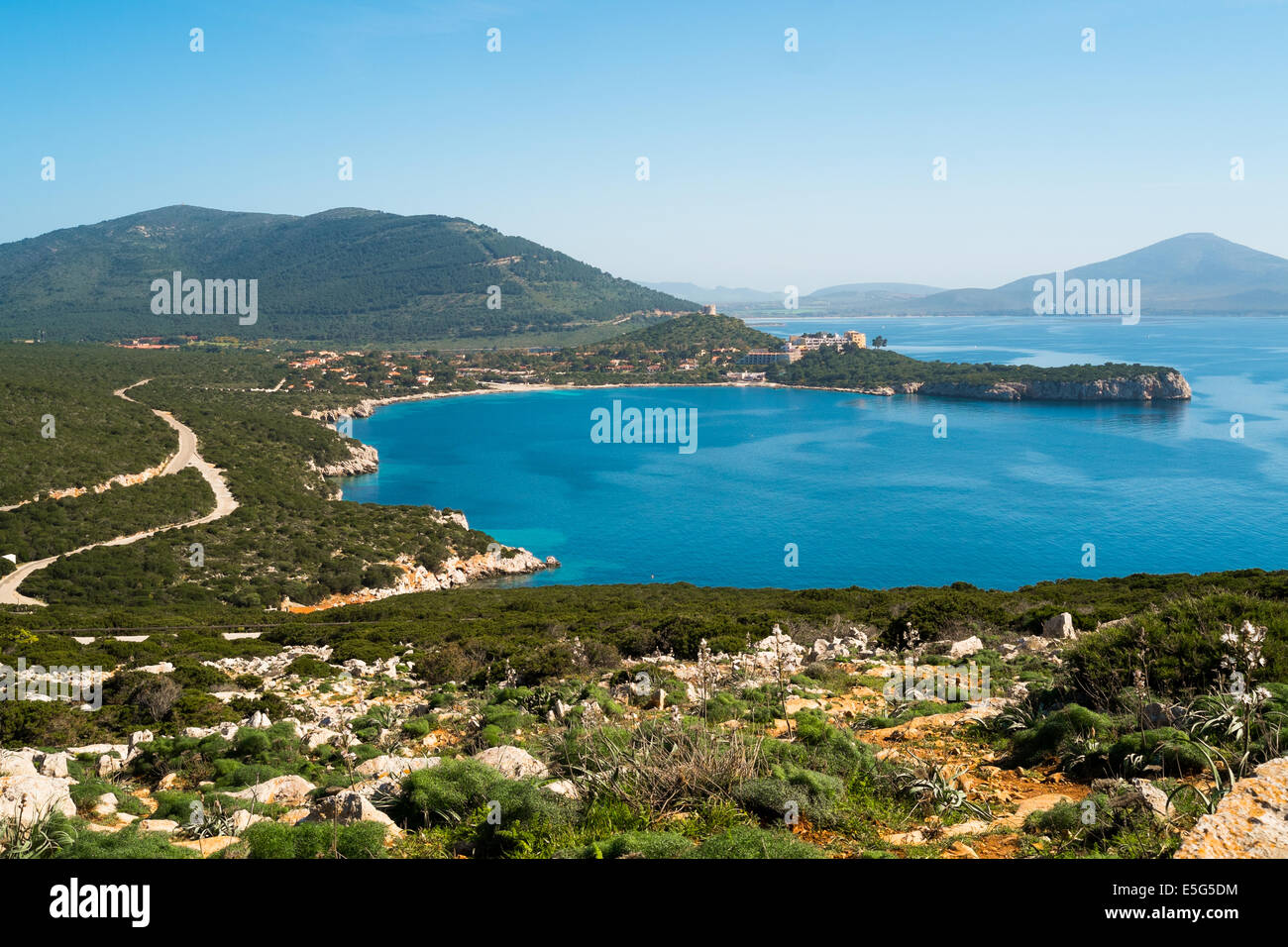 Baia di Porto Conte a Capo Caccia, Alghero, Sardegna, Italia Foto Stock