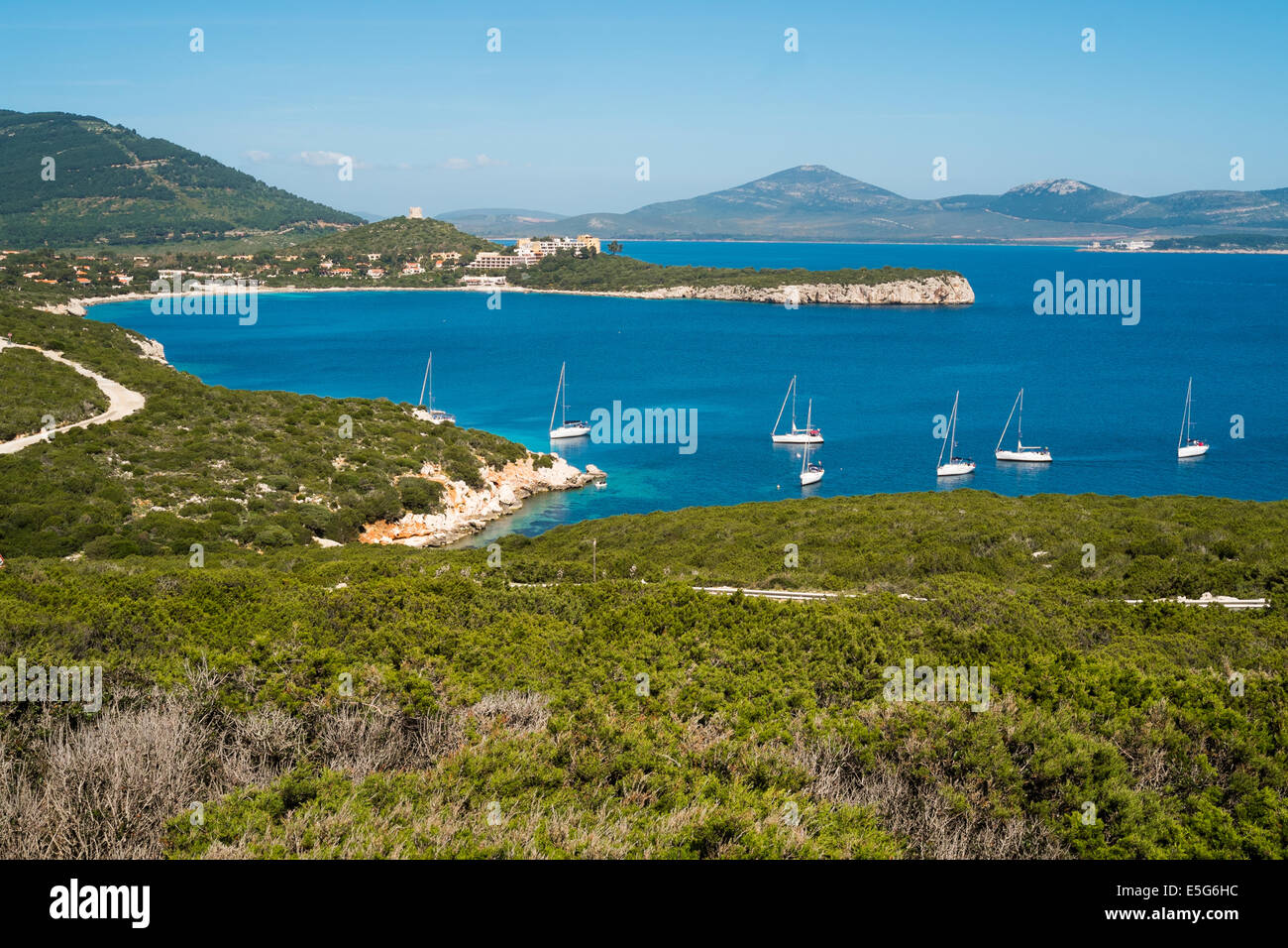 Baia di Porto Conte a Capo Caccia, Alghero, Sardegna, Italia Foto Stock