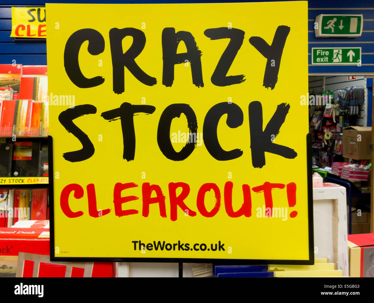 Vendita di beni promozione avviso Crazy Stock Cancella fuori Foto Stock