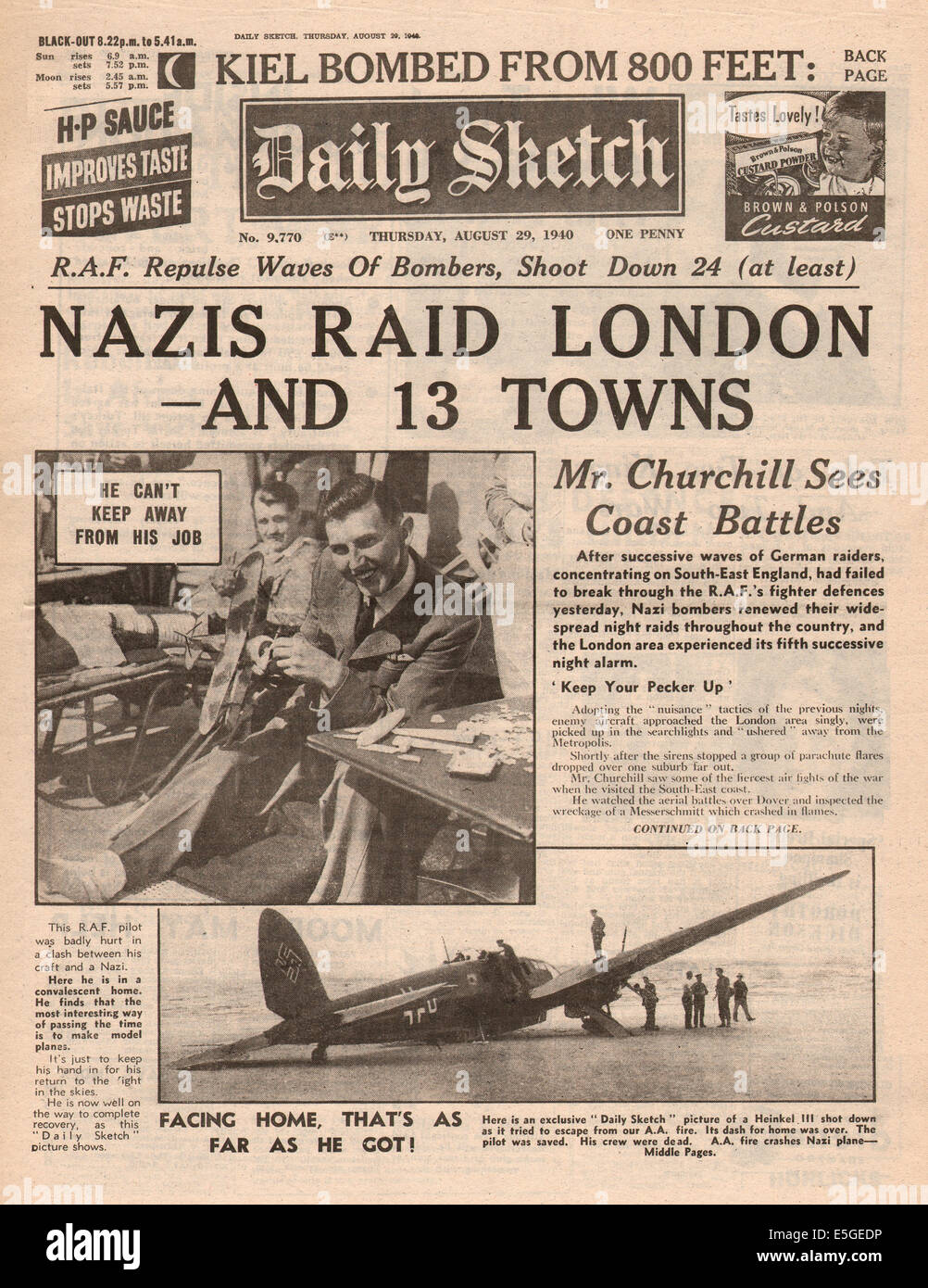 1940 Daily Sketch pagina anteriore reporting battaglia della Gran Bretagna Foto Stock