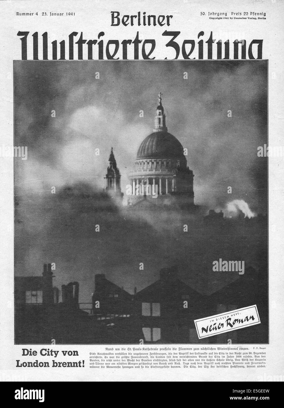 1941 Berliner Illustrierte Zeitung pagina anteriore reporting Blitz di Londra e alla Cattedrale di St Paul Foto Stock