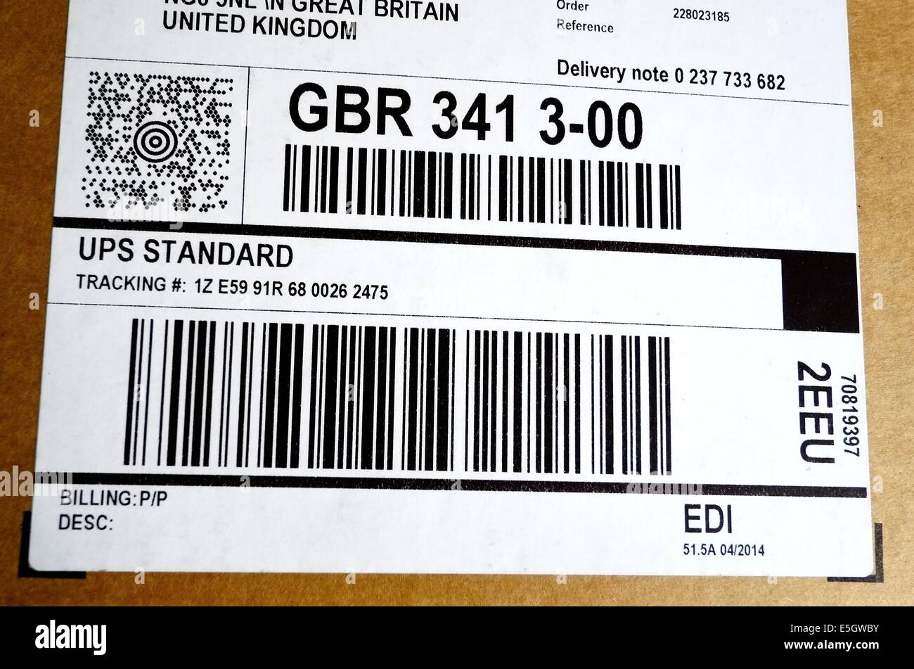 UPS Tracking barcode England Regno Unito Foto stock - Alamy