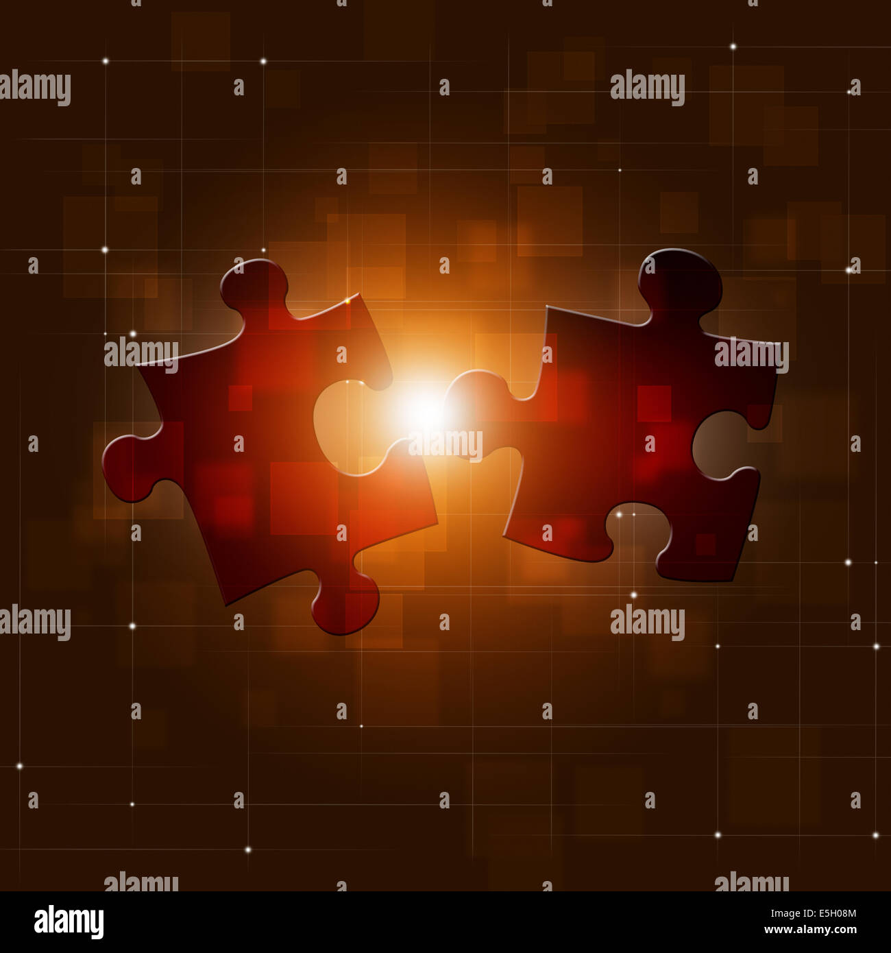 Abstract collegamenti puzzle concetto rosso sfondo business Foto Stock