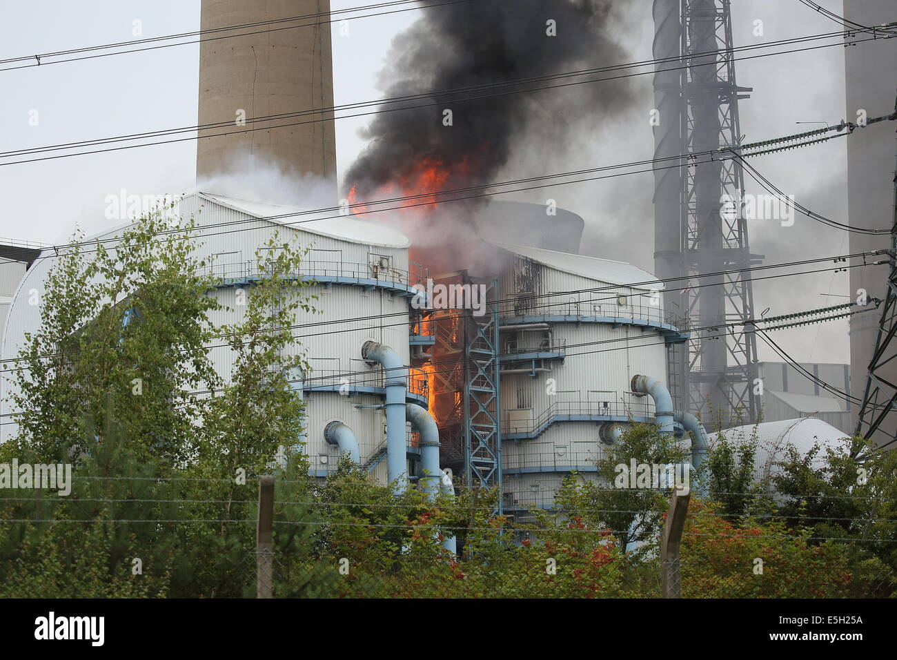 Fuoco a ferrybridge C Coal Fired power station West Yorkshire Regno Unito Foto Stock