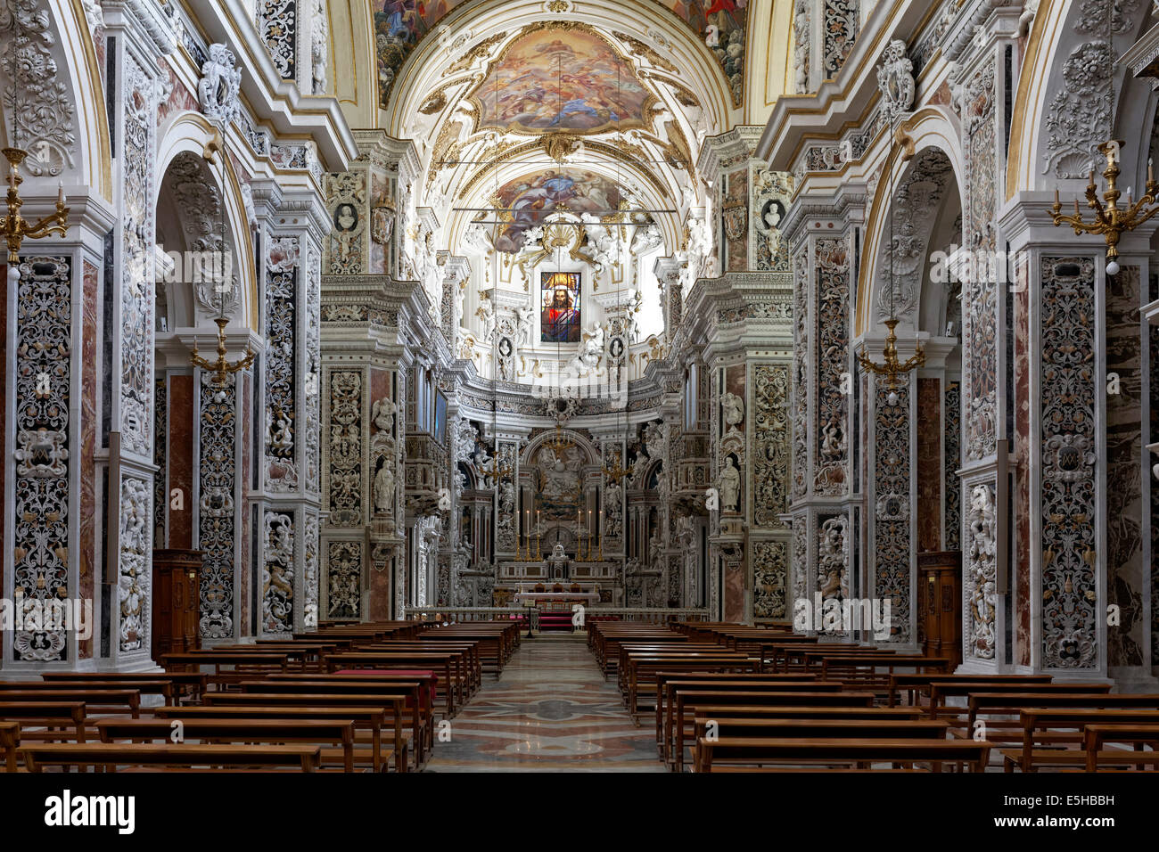 Il Barocco Siciliano nella Chiesa del Gesù o Casa Professa, Palermo, in provincia di Palermo, Sicilia, Italia Foto Stock