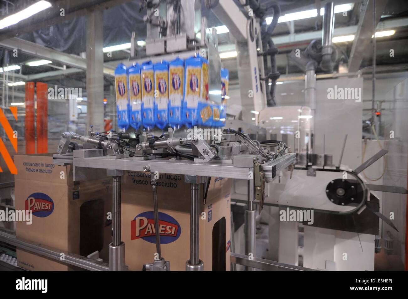Novara (Italia), Pavesi impianto (Gruppo Barilla), la linea di produzione di cracker, reparto confezionamento Foto Stock