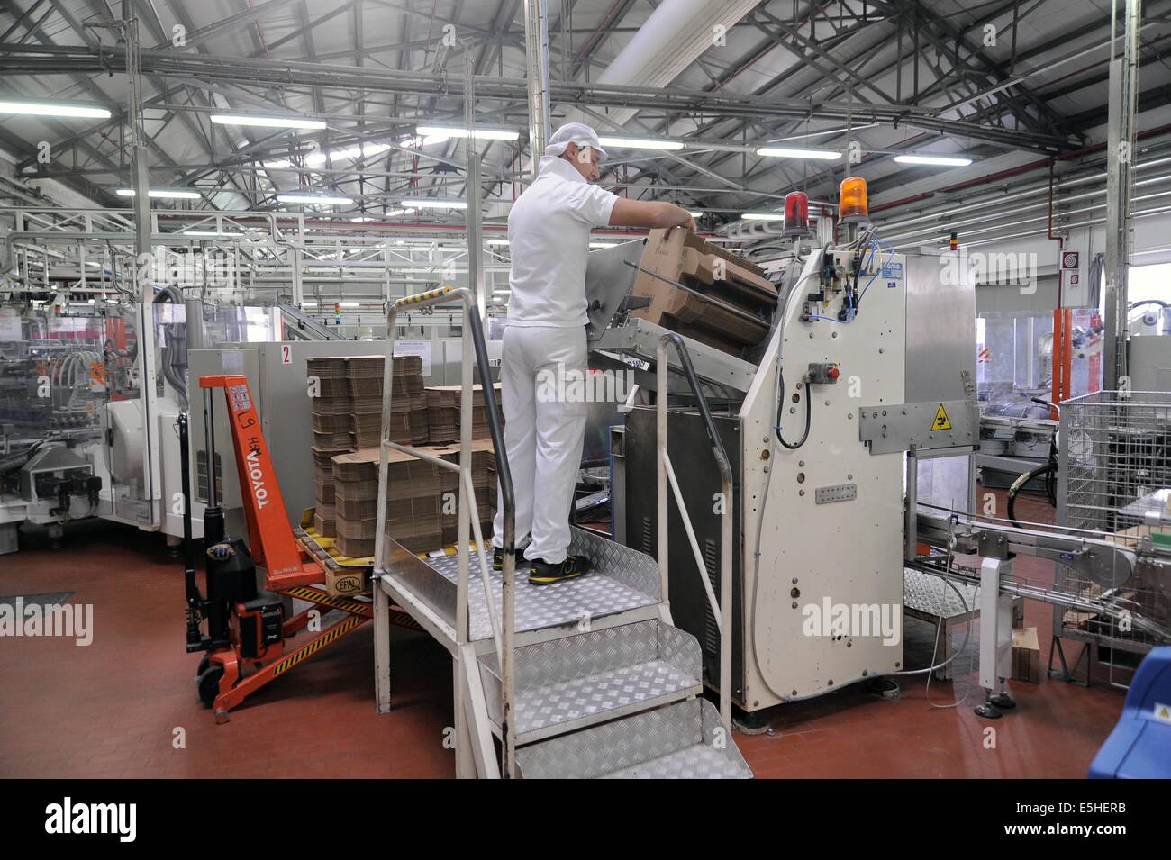 Novara (Italia), Pavesi impianto (Gruppo Barilla), la linea di produzione di cracker, reparto confezionamento Foto Stock