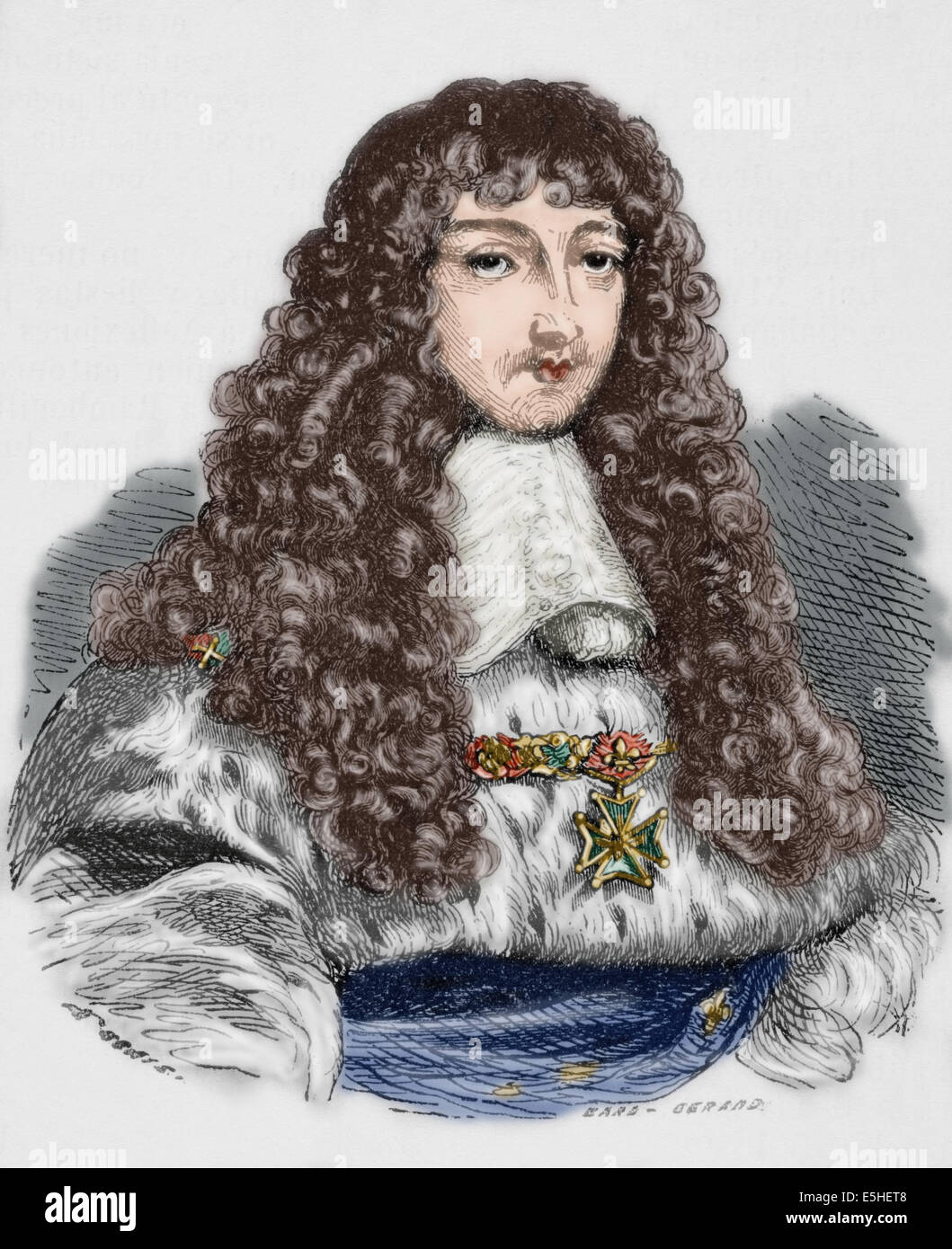 Louis XV (1710-1774). Re di Francia. Incisione. Colorati. Foto Stock