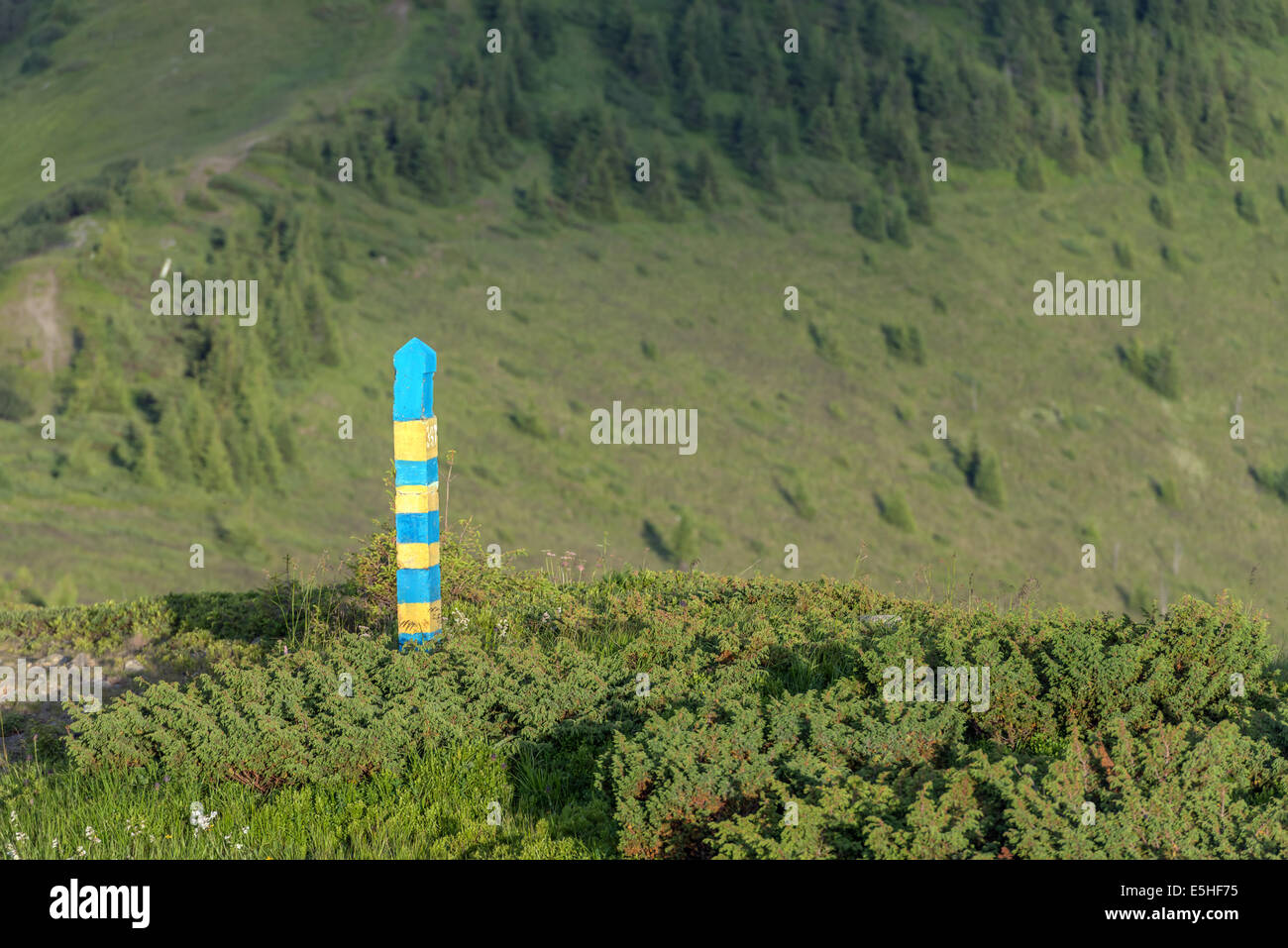 L'ucraina confine di stato in montagna Foto Stock