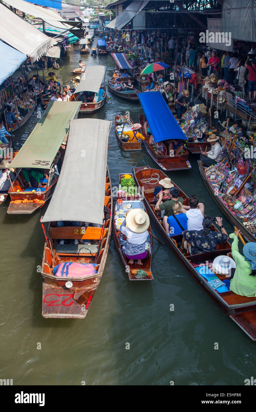 Mercato Galleggiante di Damnoen Saduak, Thailandia Foto Stock