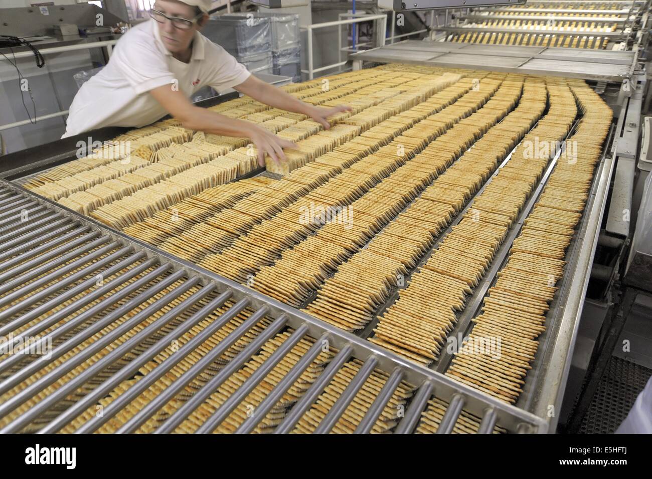 Novara (Italia), Pavesi impianto (Gruppo Barilla), la linea di produzione di cracker Foto Stock