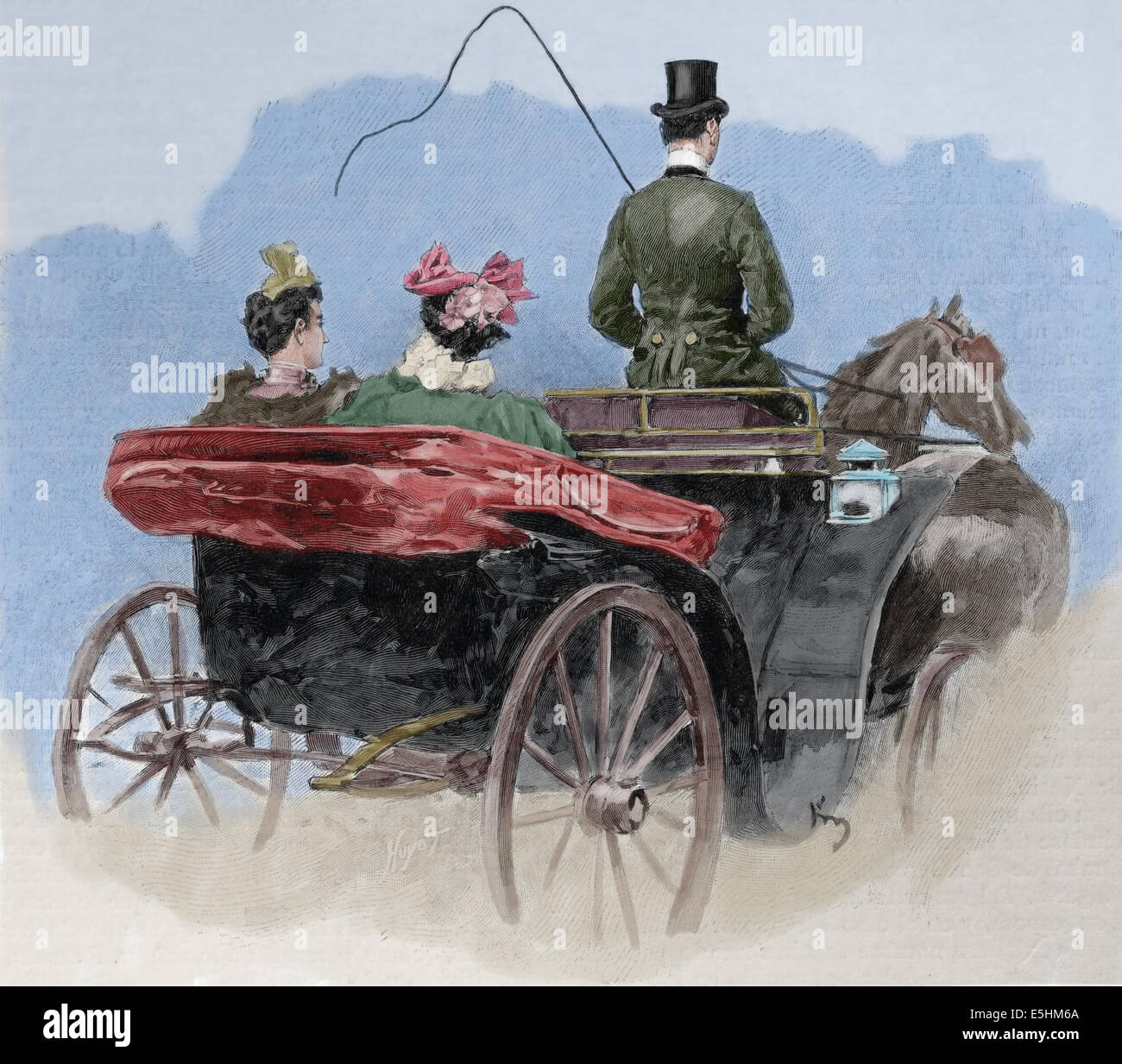 Il trasporto. Carrello. L'Italia. Incisione creato da Huyot. Illustrazione artistica, 1887. Colorazione successiva. Foto Stock