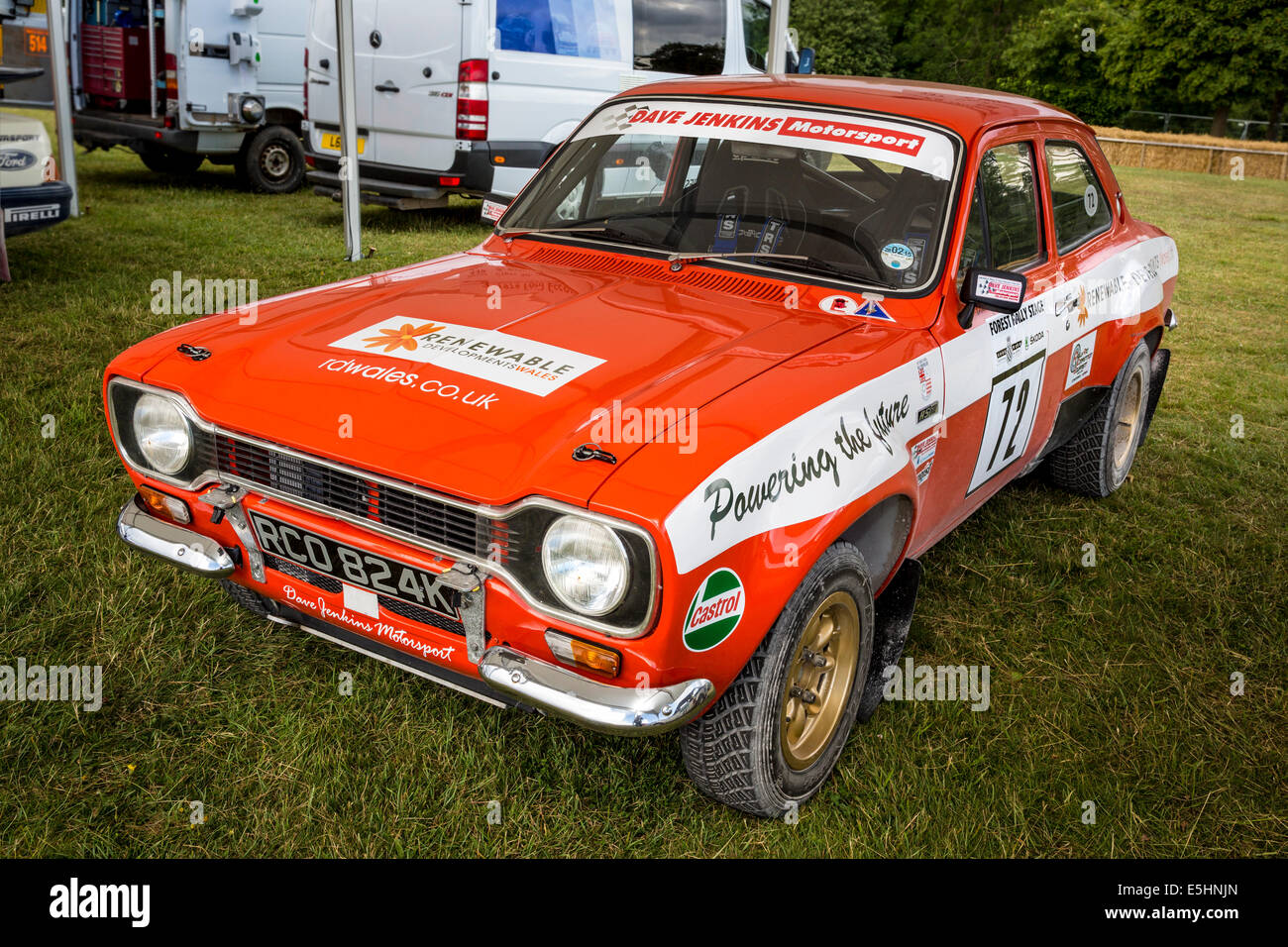 1972 Ford Escort MkI RS1600 nel paddock al 2014 Goodwood Festival of Speed, Sussex, Regno Unito. Foto Stock