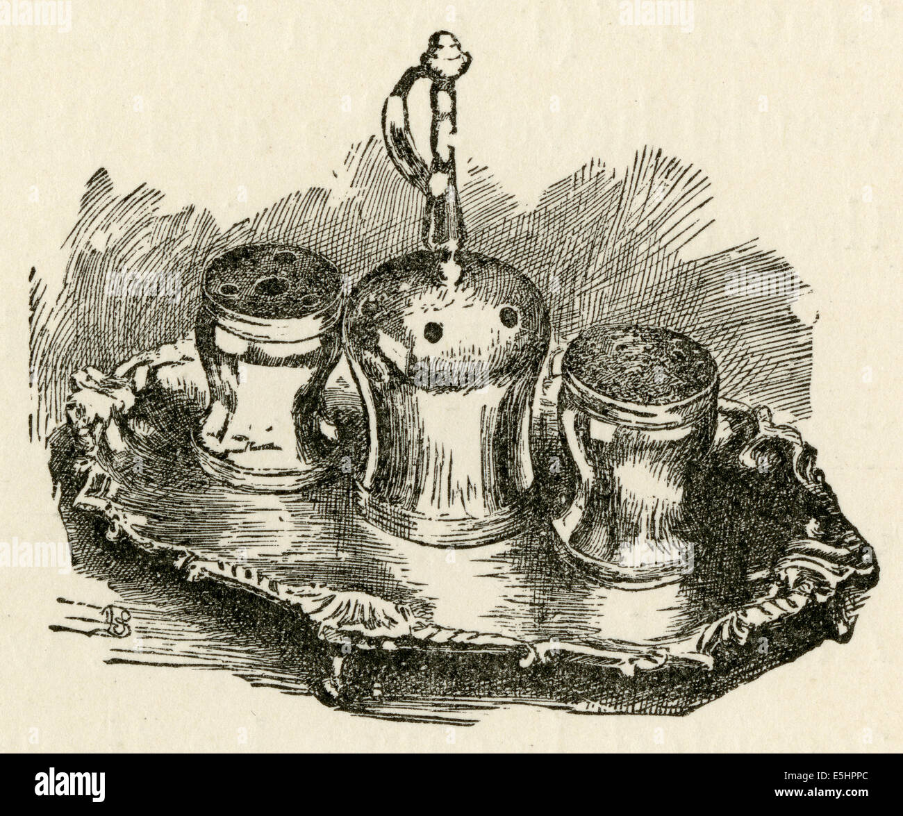 Antique 1895 incisione, 'Inkstand da cui George Washington ha firmato la Costituzione". Foto Stock