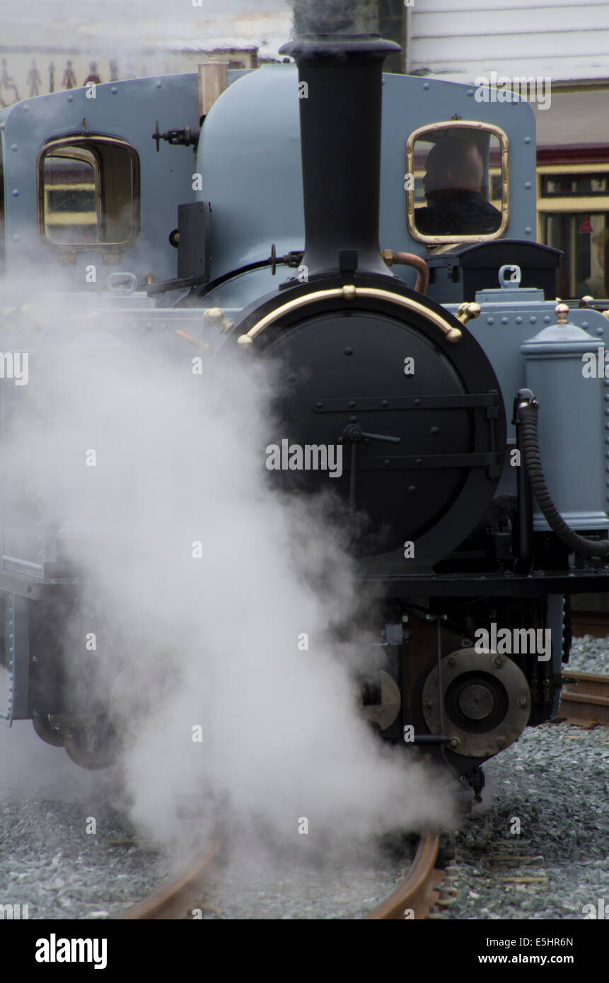Ffestiniog Railway locomotiva a vapore 'David Lloyd George' a Porthmadog harbour station Foto Stock
