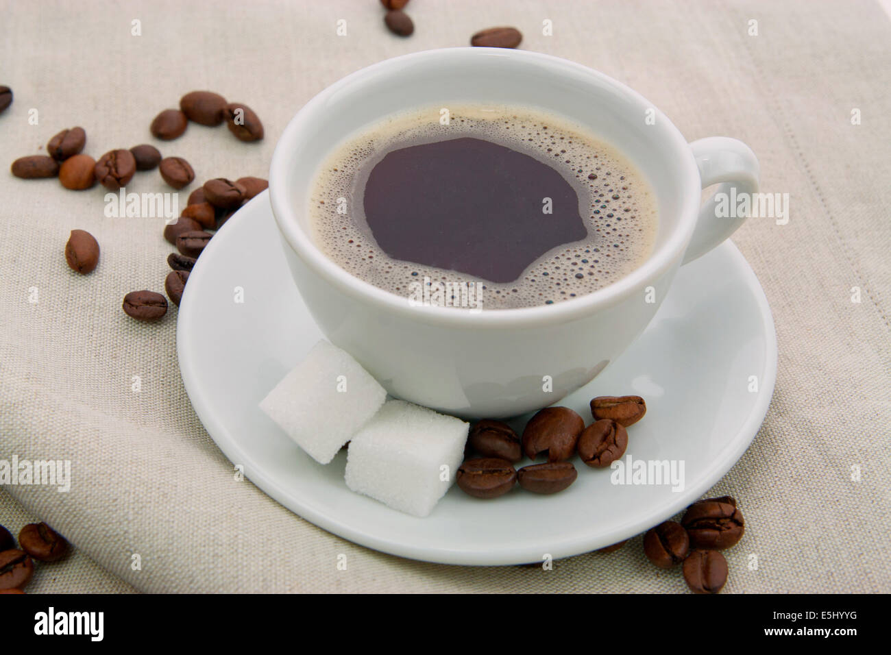 Kaffee mit Zucker Foto Stock