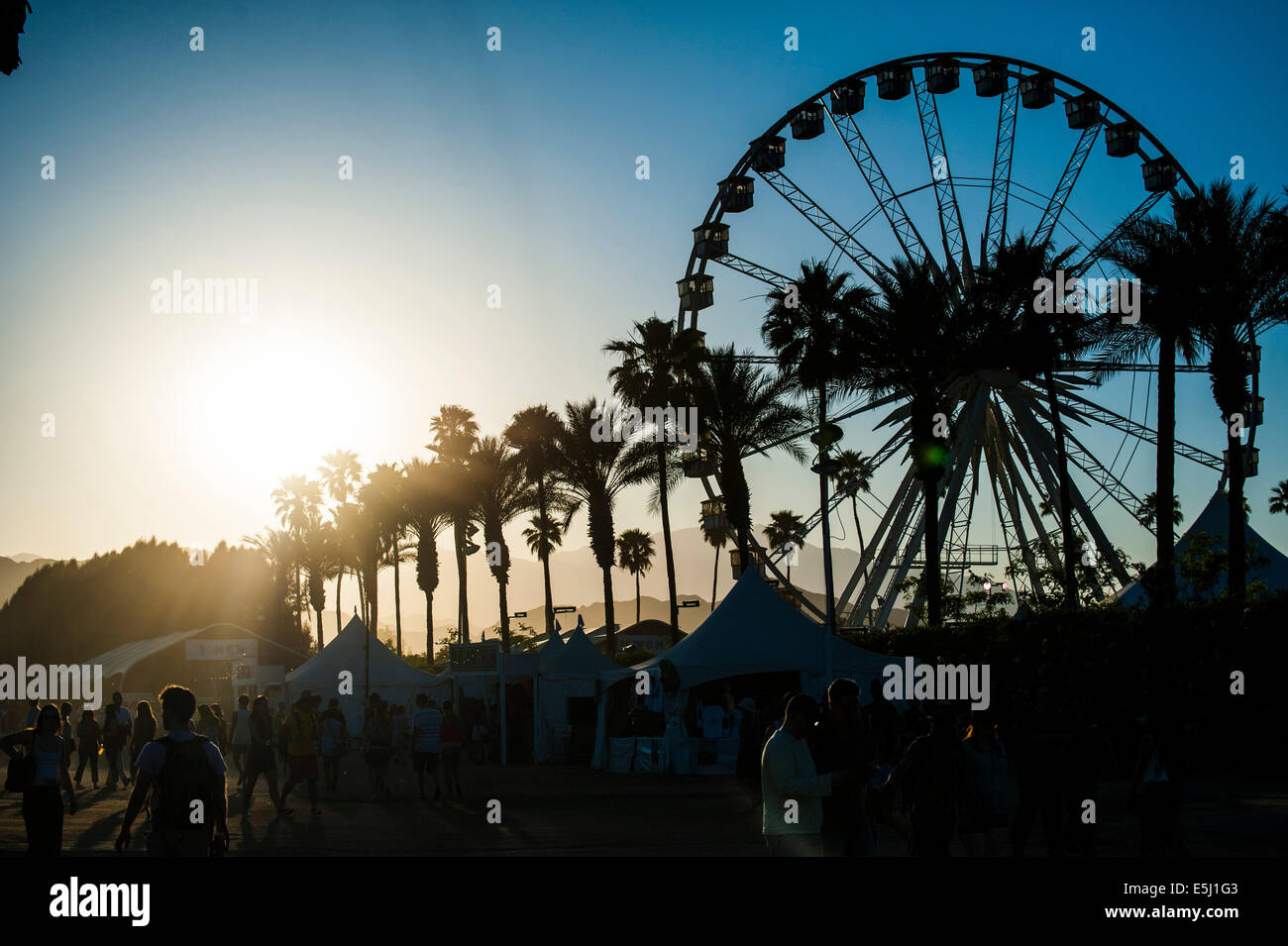 Coachella famosa ruota panoramica Ferris al crepuscolo Foto Stock