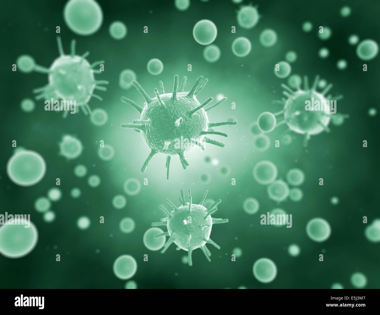 Alta risoluzione 3D render di cellule del virus Foto Stock