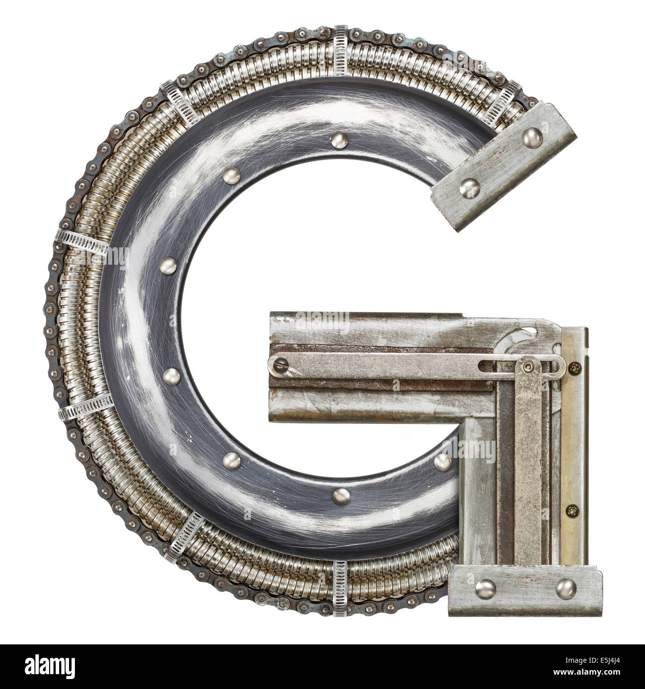 Metallo industriale alfabeto lettera G Foto Stock