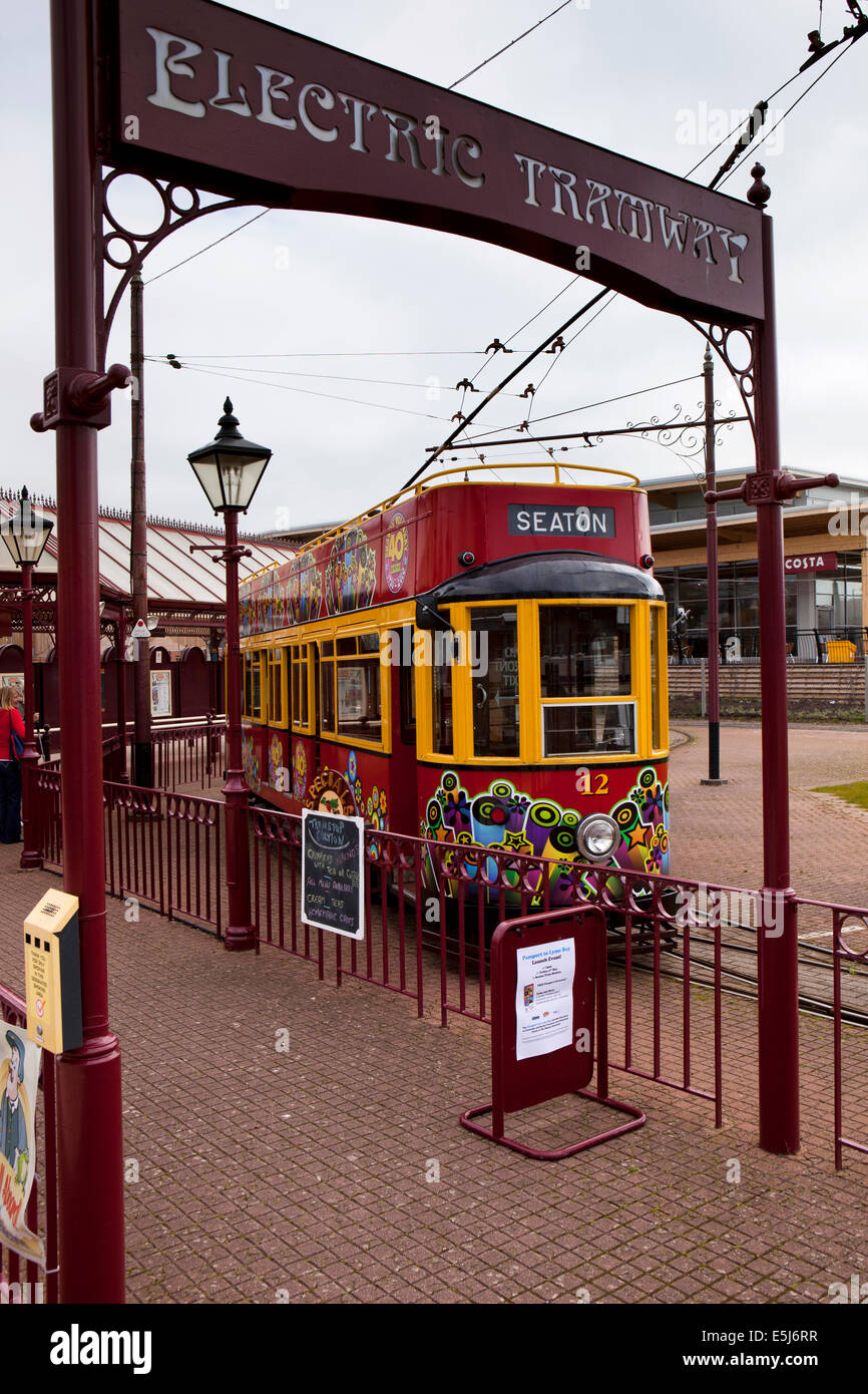 Regno Unito Inghilterra, Dorset, Seaton tramvia elettrica, Colyton tram a terminus Foto Stock