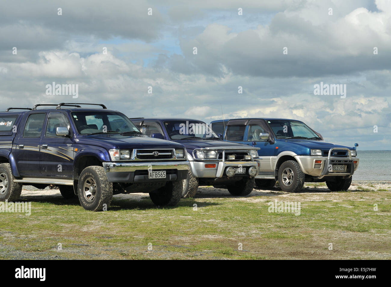 4WD auto sulla spiaggia Foto Stock