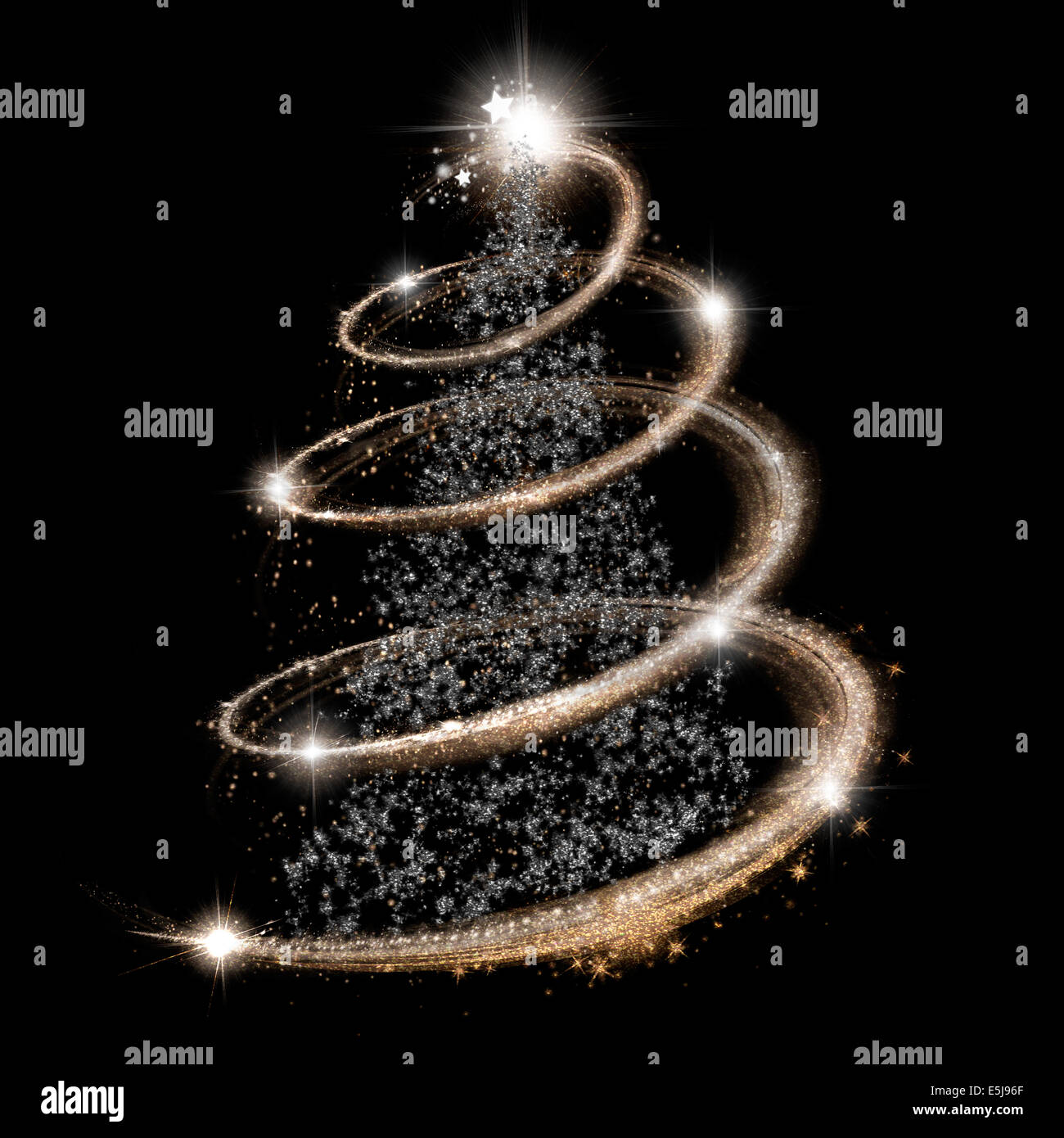 Albero Di Natale Nero E Argento.Elegante Struttura Ad Albero Di Natale In Argento E Oro Su Sfondo Nero Foto Stock Alamy