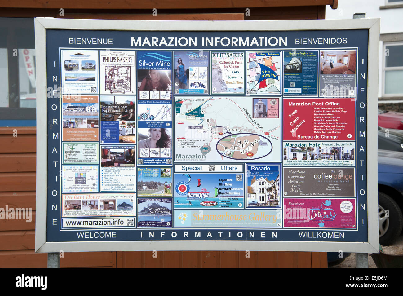 Marazion Mappa Turistica UK Regno Unito Inghilterra Gran Bretagna Foto Stock