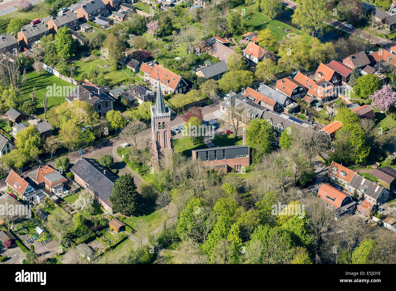 Paesi Bassi, Winkel. Centro del villaggio. Antenna Foto Stock