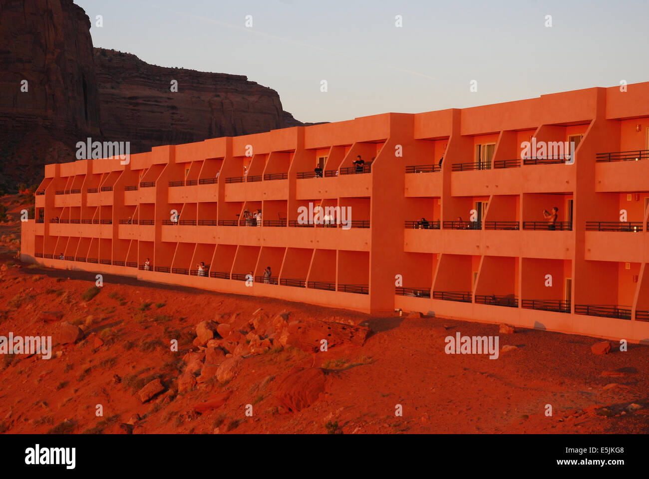 Il parco tribale Navajo Monument Valley, Arizona USA. View Hotel di sunrise Foto Stock