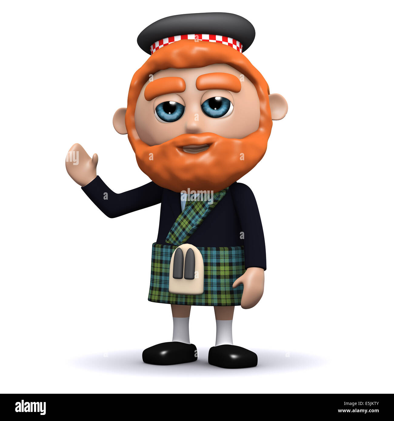 3D render di uno scozzese salutando Foto Stock