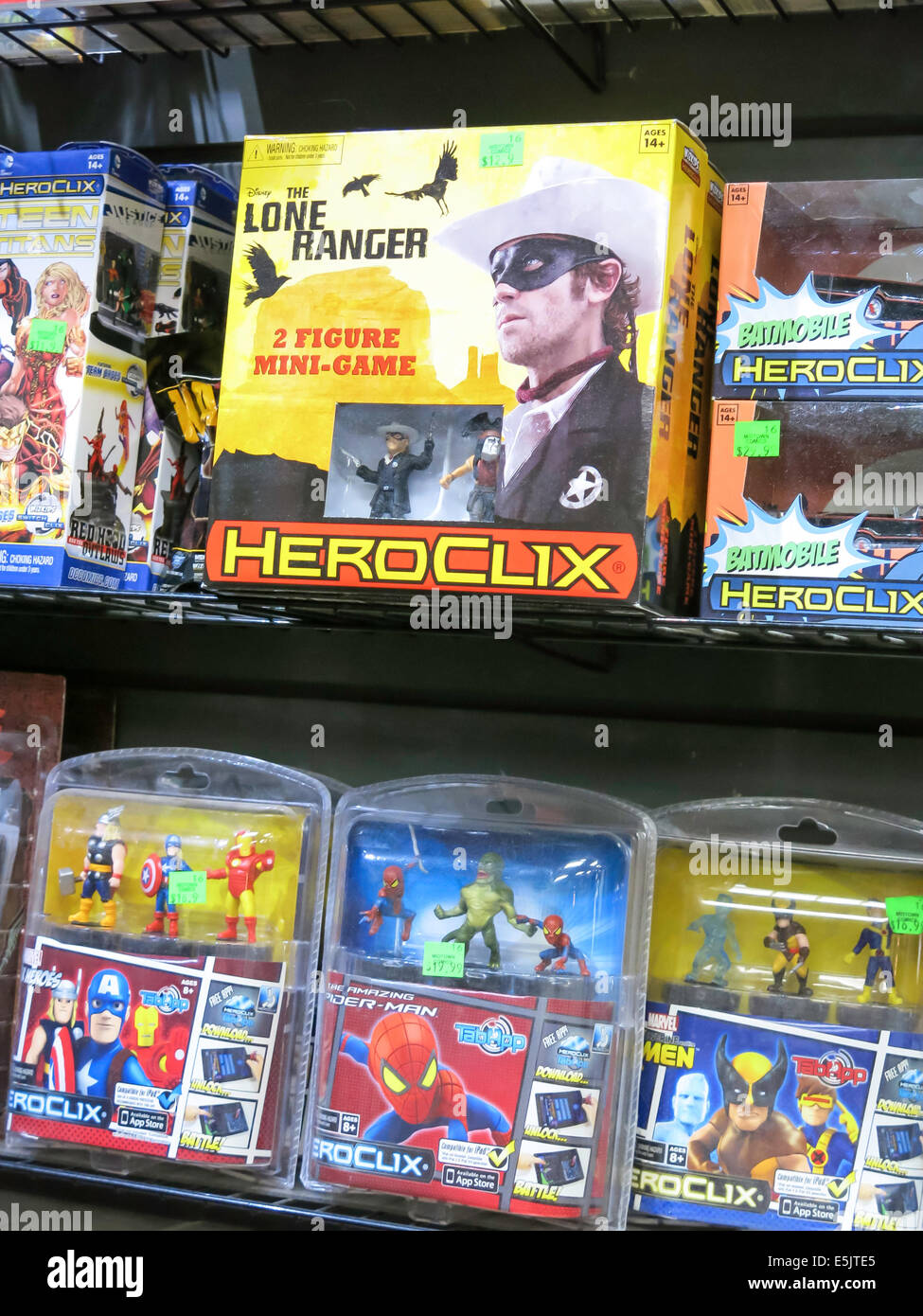 Il Lone Ranger minigioco a figura 2 Box display, Midtown Comics Store, Times Square NYC, STATI UNITI D'AMERICA Foto Stock