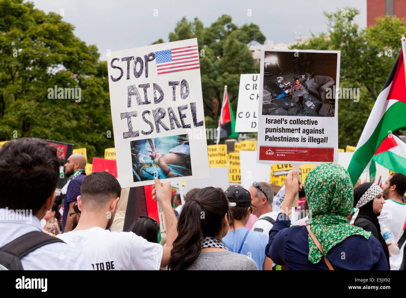 Washington DC, Stati Uniti d'America. 02Aug, 2014. In mezzo a continui conflitti sulla striscia di Gaza, migliaia di Palestinian-Americans si riuniscono di fronte alla Casa Bianca al rally contro di noi sostegno di Israele. Credito: B Christopher/Alamy Live News Foto Stock