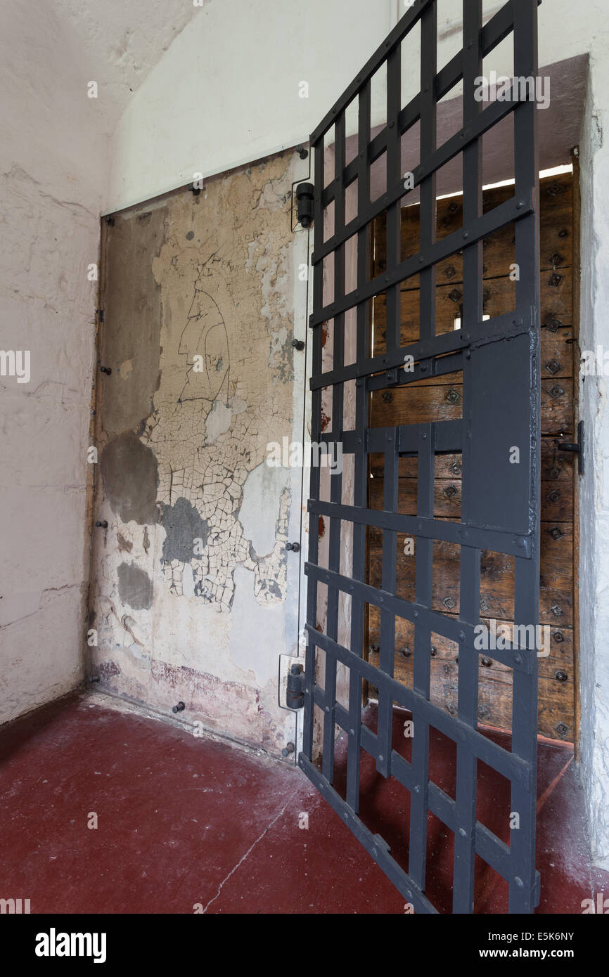 Storico Mount Holly prigione. Dettaglio della cella di prigione che mostra conserve di graffiti. Foto Stock