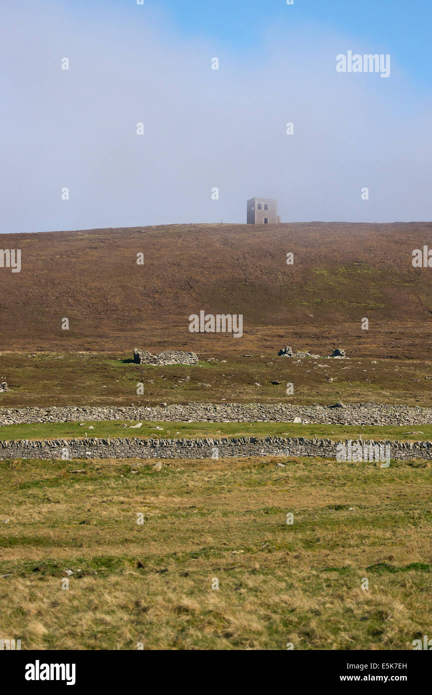 Guerra Mondiale 1 look out torre sulla collina di Anderson Bressay isola, Shetland Foto Stock