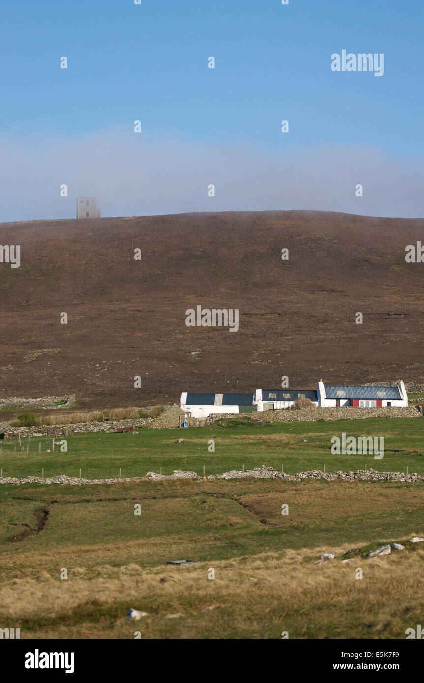 Croft e guardare fuori torre, Bressay, Shetland, isole Shetland Foto Stock