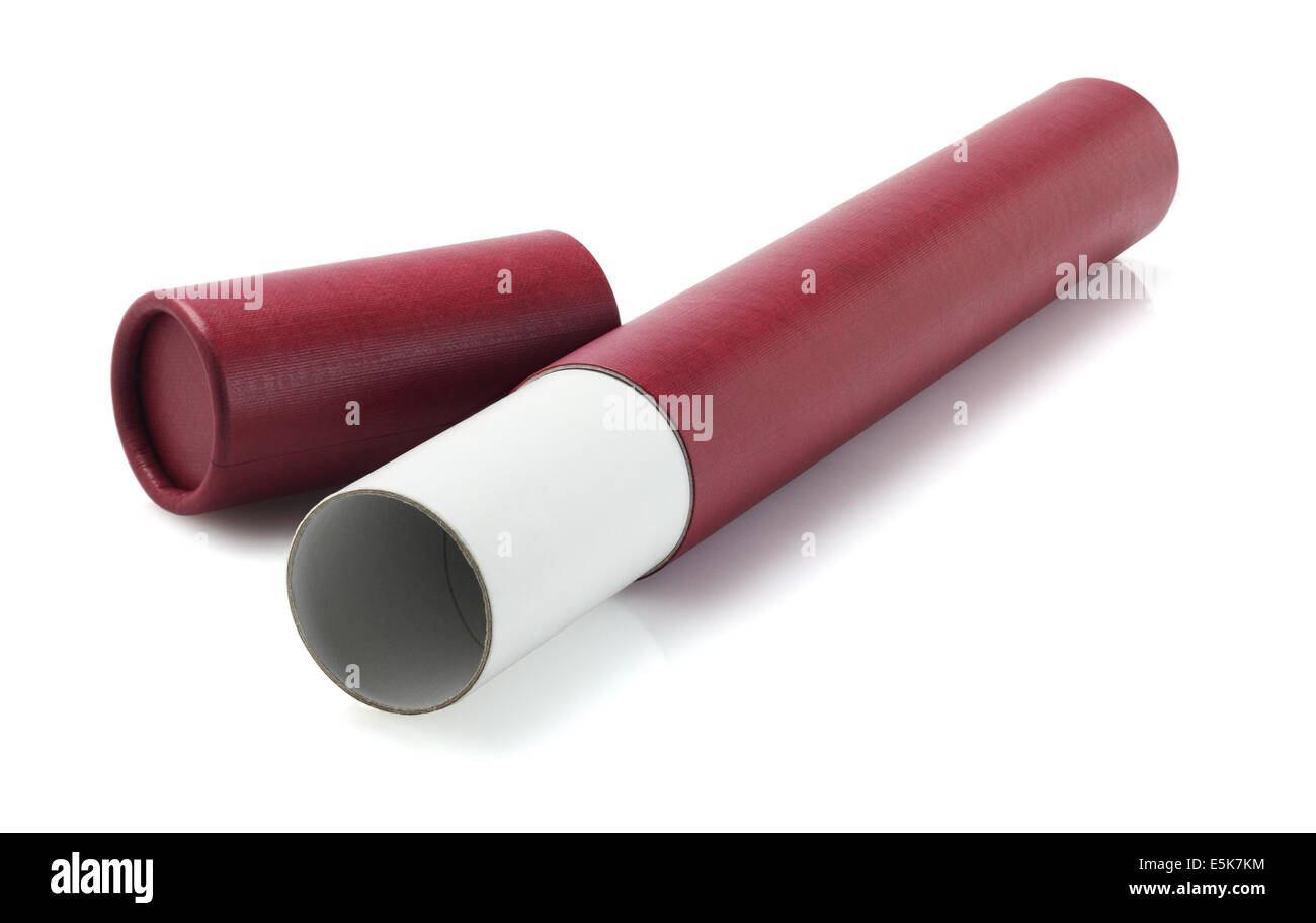 Aprire e rosso vuoto titolare di scorrimento su sfondo bianco Foto Stock