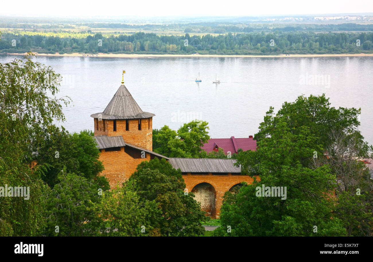 Fiume Volga dal Cremlino Nizhny Novgorod Russia Foto Stock