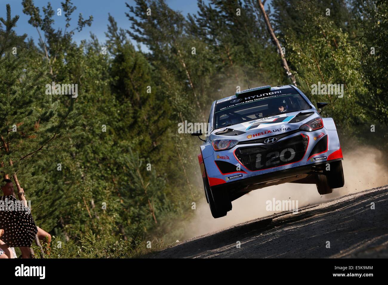 La Finlandia. 02Aug, 2014. WRC Rally di Finlandia. Hayden Paddon (NZ) - Kennard (NZ) Hyundai i20 WRC Credito: Azione Sport Plus/Alamy Live News Foto Stock