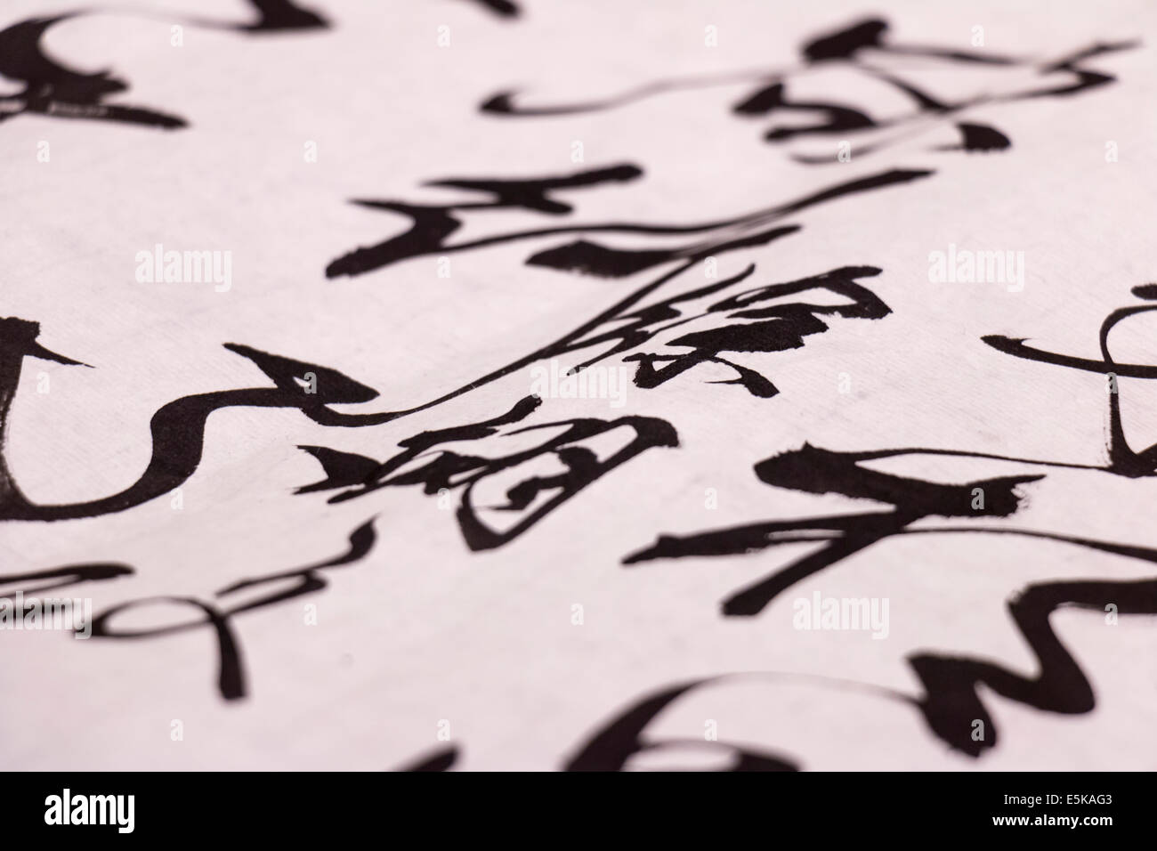 La calligrafia cinese su carta bianca Foto Stock