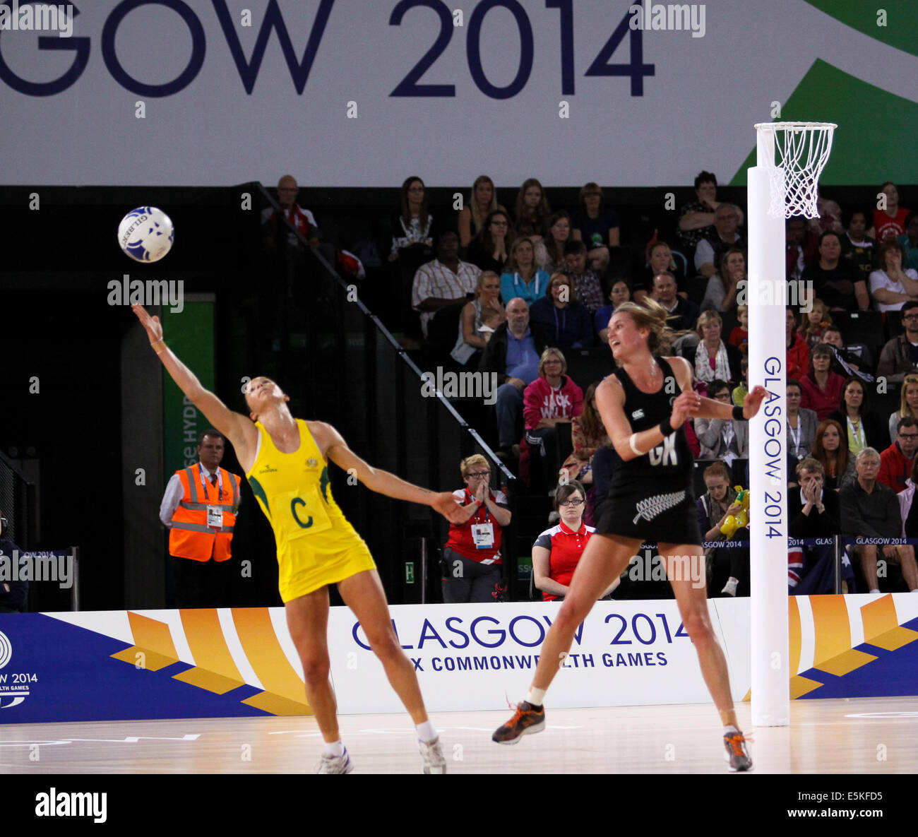 SSE Idro Glasgow Scotland 3 agosto 2014. Giochi del Commonwealth Glasgow il giorno 11. Netball Aus finale v NZL. Australia prendere l'oro da 58 obiettivi e 40. Foto Stock