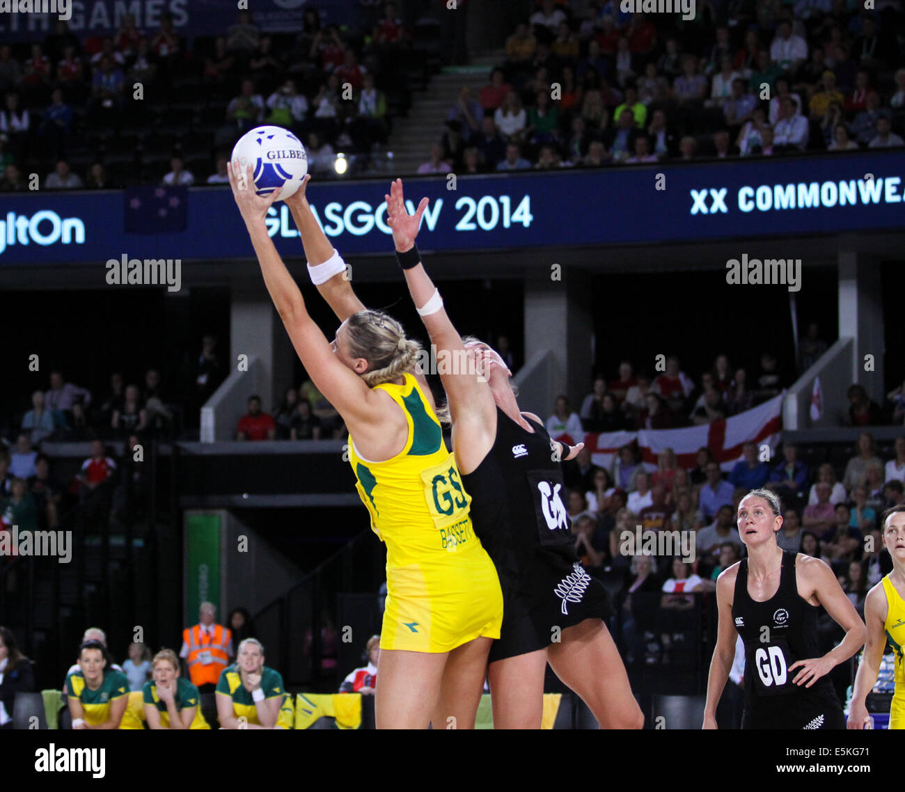 SSE Idro Glasgow Scotland 3 agosto 2014. Giochi del Commonwealth Glasgow il giorno 11. Netball Aus finale v NZL. Australia prendere l'oro da 58 obiettivi e 40. Foto Stock