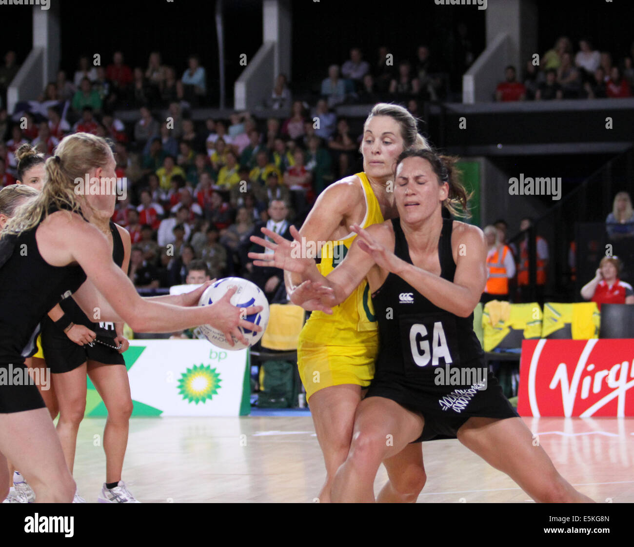 SSE Idro Glasgow Scotland 3 agosto 2014. Giochi del Commonwealth Glasgow il giorno 11. Netball Aus finale v NZL. Australia prendere l'oro da 58 obiettivi e 40. Foto Stock