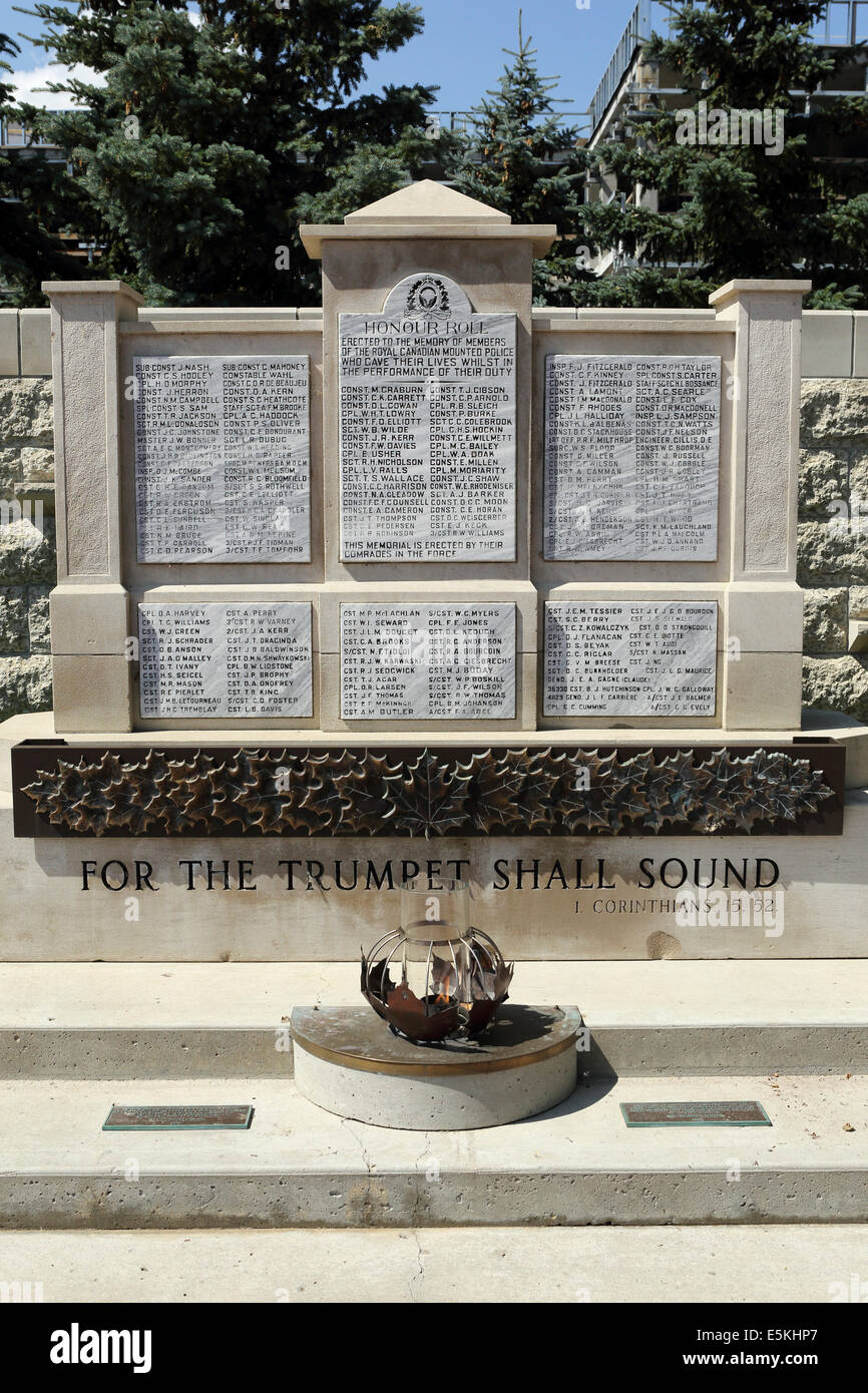 Il Honor Roll presso il Royal Canadian polizia montata (GRC) Magazzino di Regina, Saskatchewan. Foto Stock