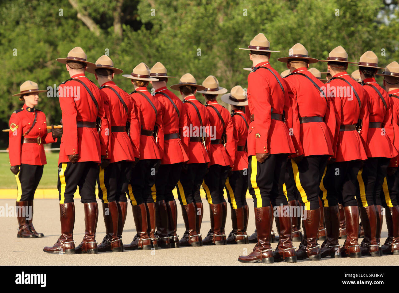 Il ritiro del Tramonto Cerimonia presso il Royal Canadian polizia montata (GRC) Magazzino di Regina, Saskatchewan. Foto Stock